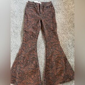Shyanne Brown and Black Paisley Flare Pants